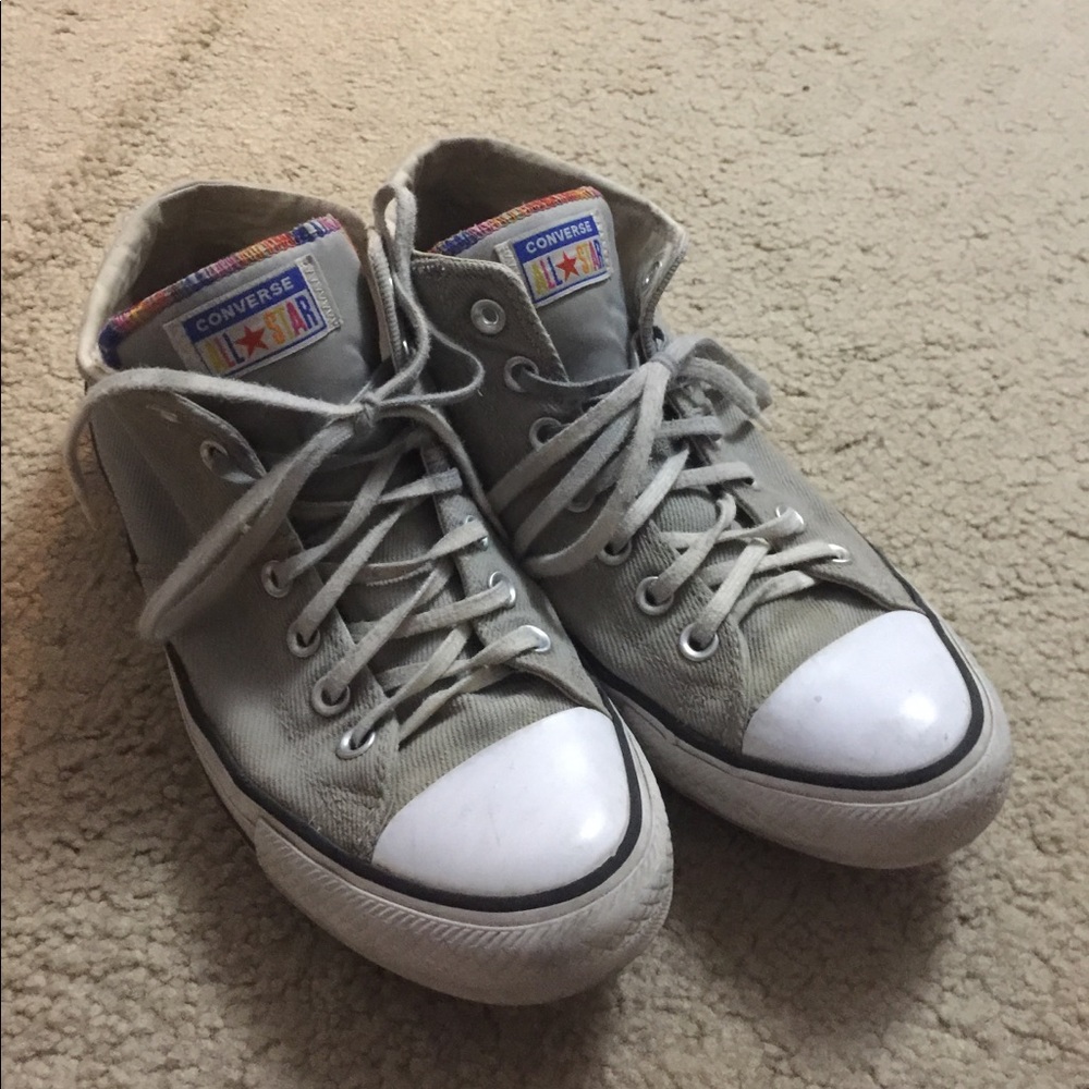 Gray Converse w/Rainbow stitching